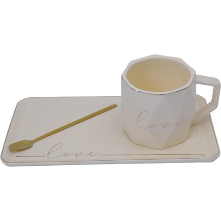 Set de Taza con Plato con Cuchara 3pz