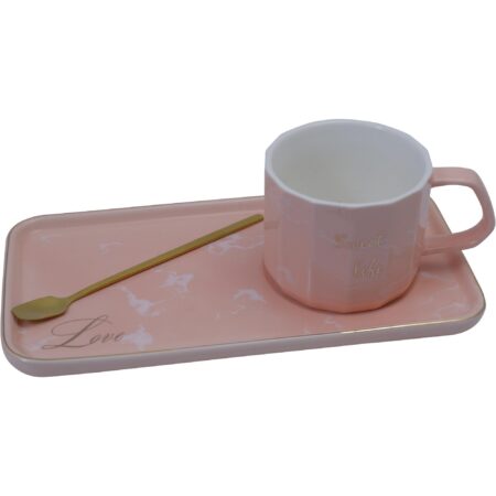 Set de Taza con Plato con Cuchara 3pz