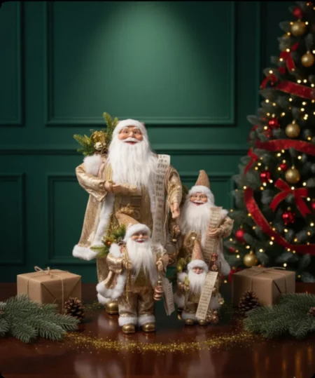 Papá Noel dorado con abrigo 60 cm