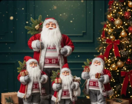 Papá Noel rojo con abrigo decorado 45 cm