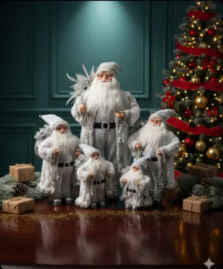 Papá Noel blanco y plateado 45 cm