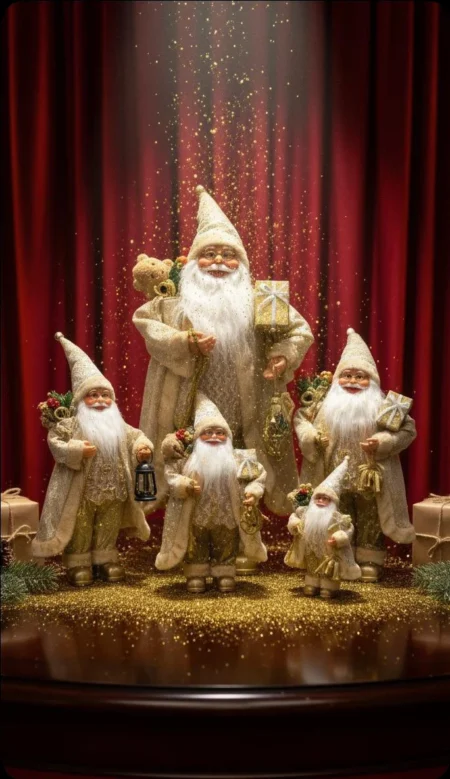 Papá Noel dorado con bastón 60 cm