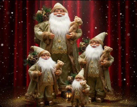 Papá Noel dorado con osito 45 cm