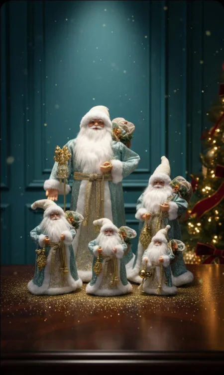 Papá Noel blanco con bastón 45 cm