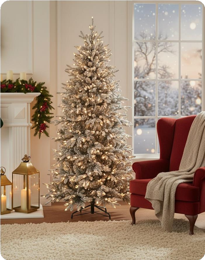 Árbol de Navidad nevado elegante 180 cm