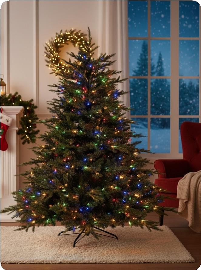 Árbol de Navidad verde festivo 210 cm