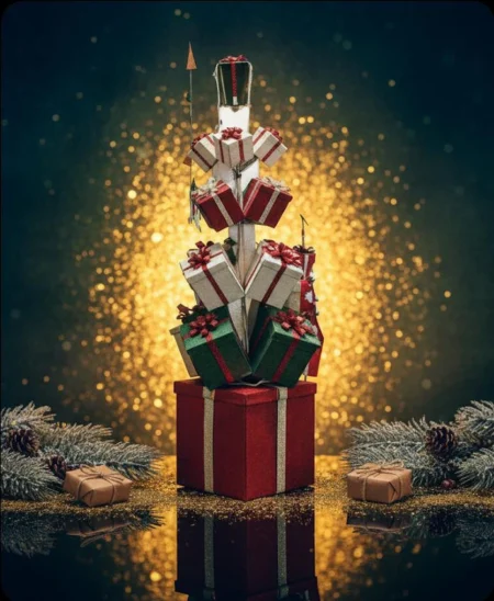 Torre gigante de regalos decorativos 53 × 53 × 180 cm