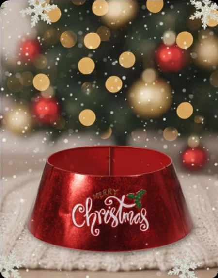 Base roja con texto Christmas, tamaño L 68 × 68 × 27 cm