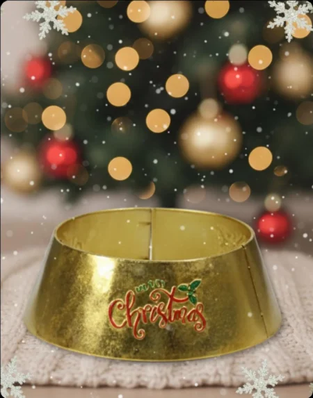 Base dorada con texto Christmas, tamaño S 56 × 56 × 19 cm