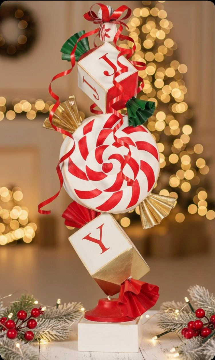 Figura de bastón de caramelo con letras 91 × 15 × 23 cm